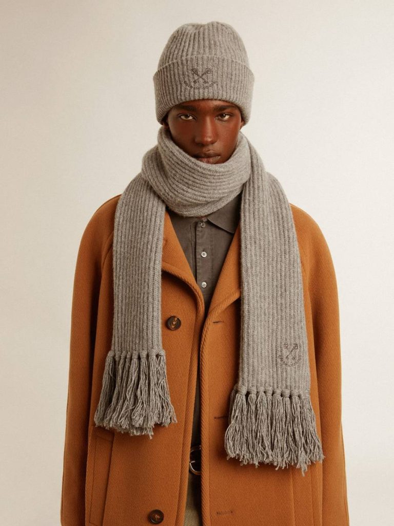 Gray Ribbed Wool Beanie Hats Gray Melange Golden Goose Women - 3
