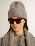 Gray Ribbed Wool Beanie Hats Gray Melange Golden Goose Women - 4