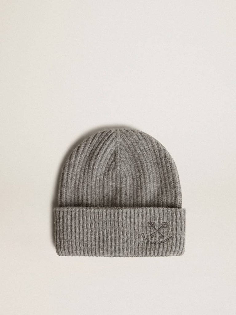 Gray Ribbed Wool Beanie Hats Gray Melange Golden Goose Women - 1