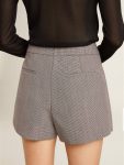 Gray Women Skirts & Shorts Golden Goose Women's Gray Mini Shorts In Houndstooth Wool - 5
