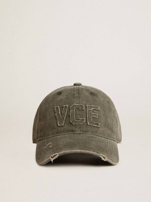 Hats Golden Goose Olive Olive-Green Cotton Baseball Cap With A Lived-In Finish Women - 1