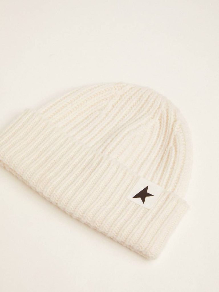 Hats White Wool Beanie With Black Star Papyrus White Women Golden Goose - 2