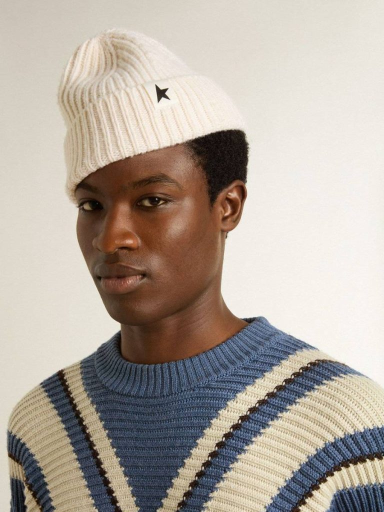 Hats White Wool Beanie With Black Star Papyrus White Women Golden Goose - 3
