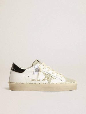 Hi Star Golden Goose Hi Star With Swarovski Crystal Star And Black Heel Tab White Women - 1
