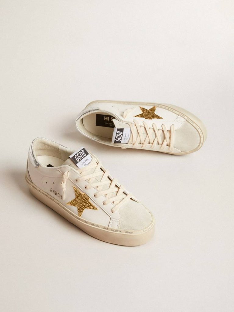 Hi Star With Swarovski Crystal Star And Silver Leather Heel Tab Women Hi Star White Golden Goose - 2