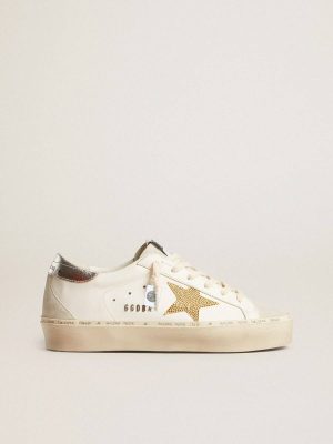 Hi Star With Swarovski Crystal Star And Silver Leather Heel Tab Women Hi Star White Golden Goose - 1