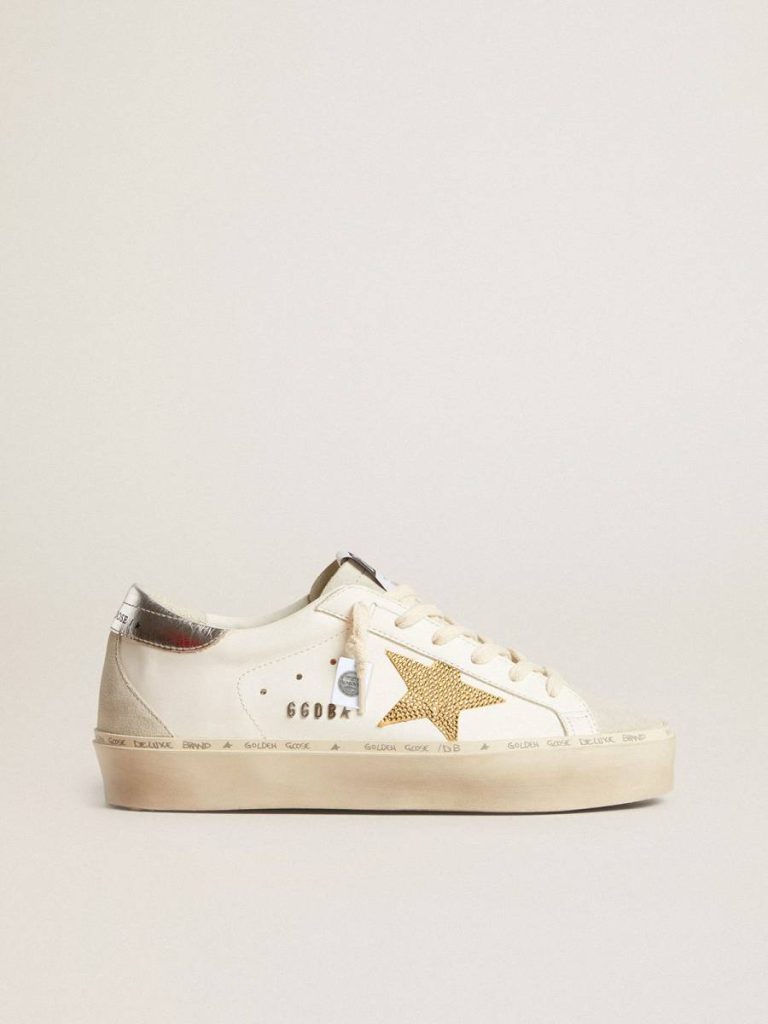 Hi Star With Swarovski Crystal Star And Silver Leather Heel Tab Women Hi Star White Golden Goose - 1