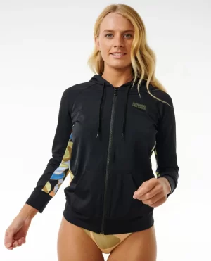 High Tide Uv Zip Through Long Sleeve Rash Vest Women Rip Curl Rash Guards - 1