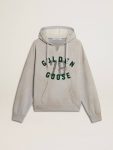 Hooded Sweatshirt In Worn Gray With Embroidered Vintage Logo Golden Goose Sweatshirts Women Gray - 1
