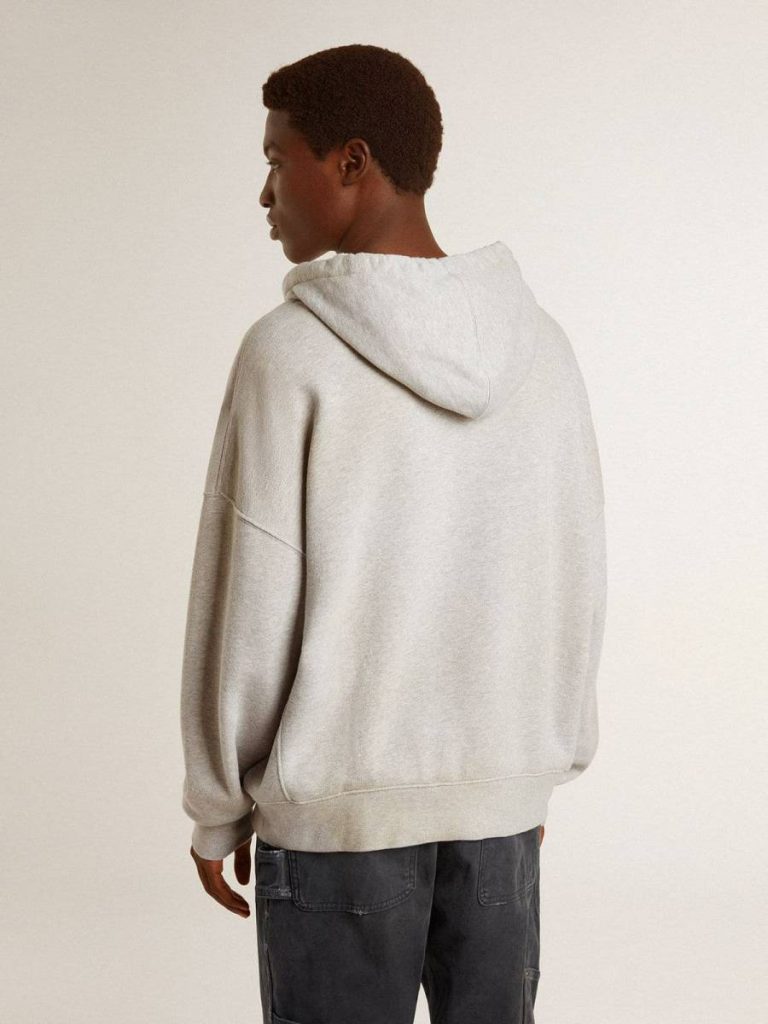 Hooded Sweatshirt In Worn Gray With Embroidered Vintage Logo Golden Goose Sweatshirts Women Gray - 4