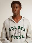 Hooded Sweatshirt In Worn Gray With Embroidered Vintage Logo Golden Goose Sweatshirts Women Gray - 5