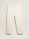 Jeans & Pants Aged White Cotton Pinstripe Chino Pants Golden Goose Men Aged White - 1