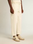 Jeans & Pants Aged White Cotton Pinstripe Chino Pants Golden Goose Men Aged White - 2