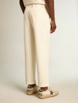 Jeans & Pants Aged White Cotton Pinstripe Chino Pants Golden Goose Men Aged White - 4
