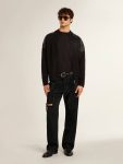 Jeans & Pants Black Golden Goose Men's Black Jeans With A Loose Fit And Gradient Effect All-Over Crystals Men - 3