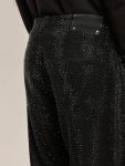 Jeans & Pants Black Golden Goose Men's Black Jeans With A Loose Fit And Gradient Effect All-Over Crystals Men - 5