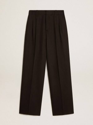 Jeans & Pants Golden Goose Black Men Black Wool And Viscose Blend Pants - 1