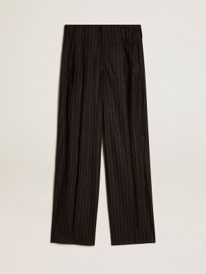 Jeans & Pants Golden Goose Women’s Pants In Dark Gray Wool Women Dark Gray Melange - 1