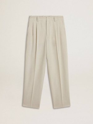 Jeans & Pants Khaki Men Golden Goose Men's Joggers In Khaki Wool Blend - 1