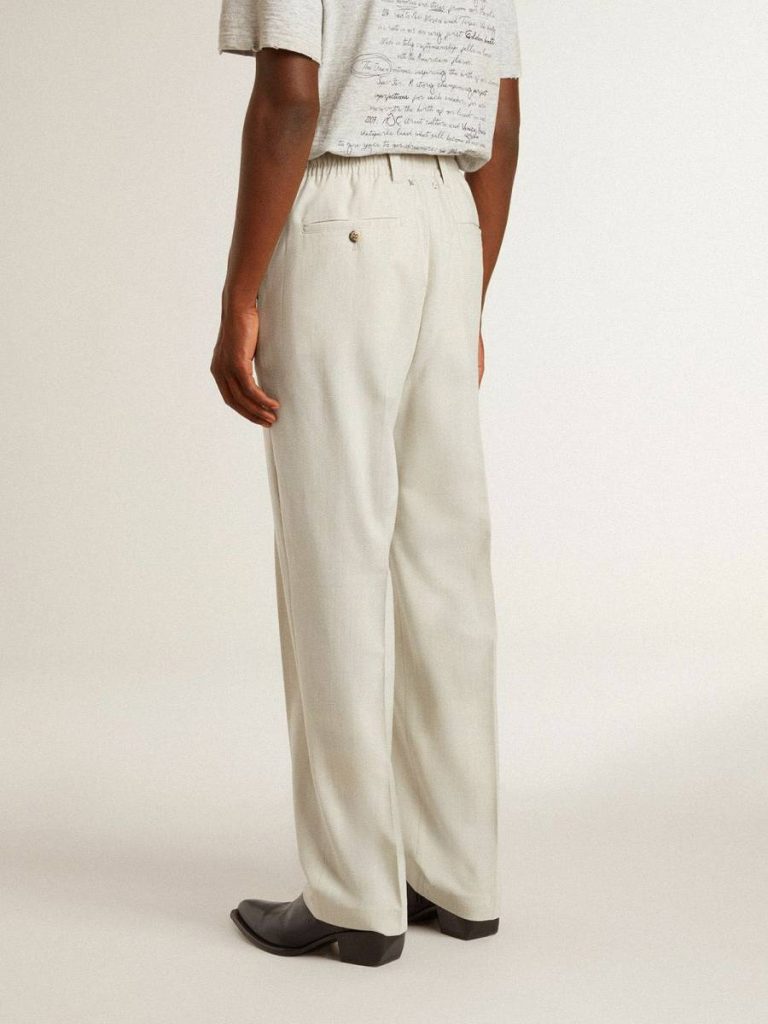Jeans & Pants Khaki Men Golden Goose Men's Joggers In Khaki Wool Blend - 4