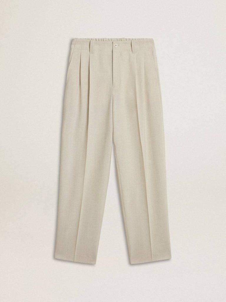 Jeans & Pants Khaki Men Golden Goose Men's Joggers In Khaki Wool Blend - 1