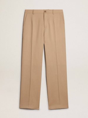 Jeans & Pants Men Men’s Wool Gabardine Pants In Sand Sand Golden Goose - 1