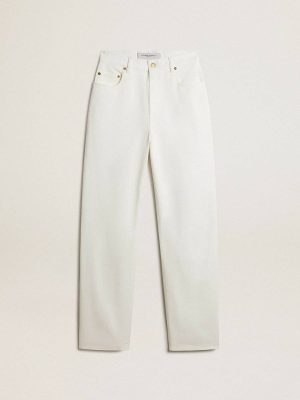 Jeans & Pants Women's Optical White-Colored Cotton Denim Pants Optical White Women Golden Goose - 1