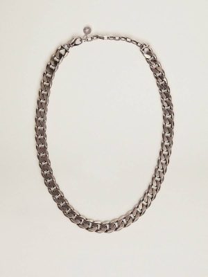 Jewelry Antique Silver Men Men's Antique Silver-Colored Chain Necklace Golden Goose - 1