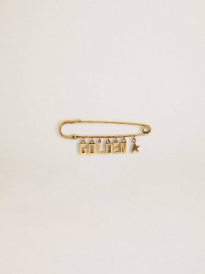 Jewelry Pin In Antique Gold Color With Drop Golden Lettering Women Antique Gold Golden Goose - 1
