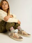 Junior Super-Star In Glitter With Suede Star And Heel Tab Kids Little Girls (1-3 Years) Golden Goose - 3