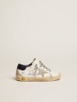 Junior Super-Star With Gray Suede Star And Blue Heel Tab White Little Boys (1-3 Years) Kids Golden Goose - 1