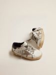 Junior Super-Star With Gray Suede Star And Blue Heel Tab White Little Boys (1-3 Years) Kids Golden Goose - 2