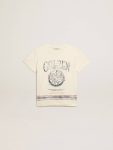 Kids Aged White Topwear Selection (4-12 Years) Golden Goose Cotton T-Shirt In Aged White With Faded Print At The Center - 1
