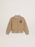 Kids Beige Fleece Bomber Jacket Golden Goose Topwear Selection (4-12 Years) Kids Beige - 1
