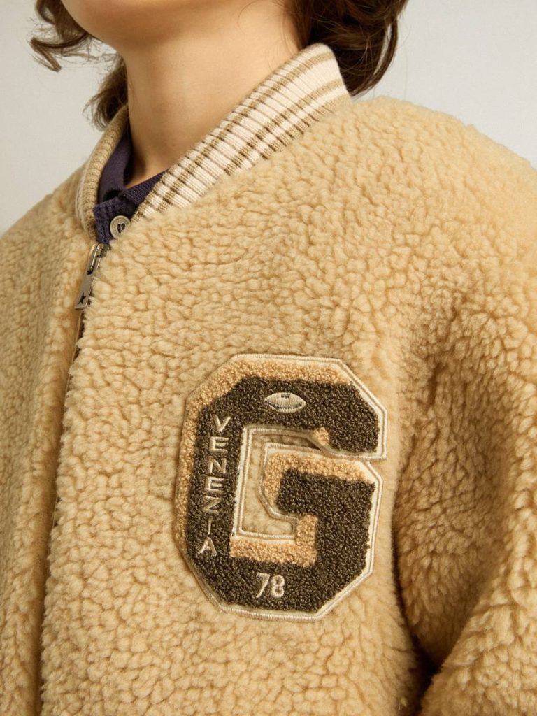 Kids Beige Fleece Bomber Jacket Golden Goose Topwear Selection (4-12 Years) Kids Beige - 5