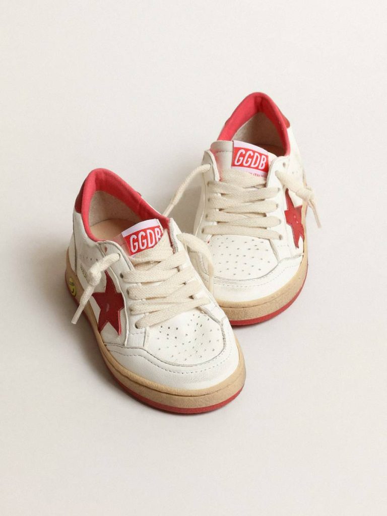 Kids Boys (4-10 Years) Golden Goose Ball Star Young In Nappa With Red Leather Star And Heel Tab - 2