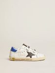 Kids Boys (4-10 Years) White Young Old School With Black Snake Print Leather Star And Blue Heel Golden Goose - 1