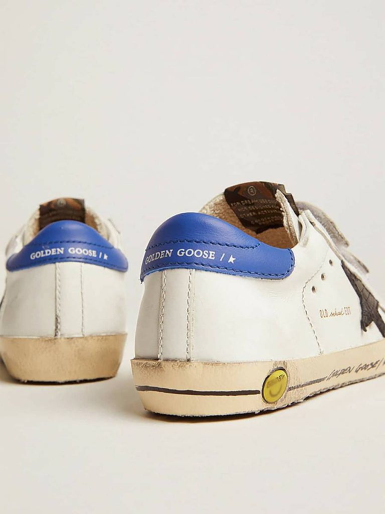 Kids Boys (4-10 Years) White Young Old School With Black Snake Print Leather Star And Blue Heel Golden Goose - 2