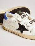 Kids Boys (4-10 Years) White Young Old School With Black Snake Print Leather Star And Blue Heel Golden Goose - 3