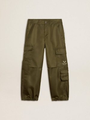 Kids Cargo Pants In Military Green Kids Golden Goose Military Green Bottomwear Selection (4-12 Years) - 1