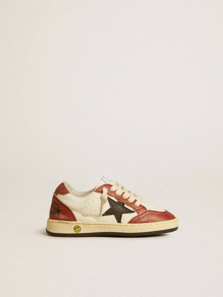 Kids Golden Goose Boys (4-10 Years) Ball Star Young In Nappa With Black Star And Red Leather Inserts - 1