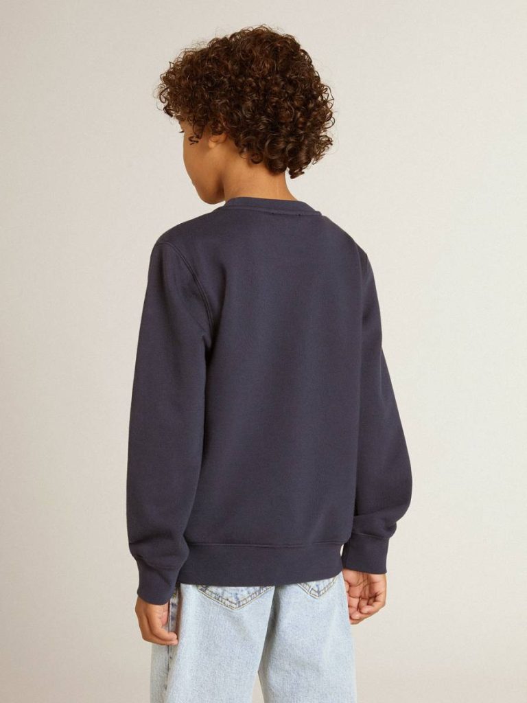 Kids Golden Goose Dark Blue Topwear Selection (4-12 Years) Boys' Dark Blue Sweatshirt With White Print - 4