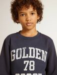 Kids Golden Goose Dark Blue Topwear Selection (4-12 Years) Boys' Dark Blue Sweatshirt With White Print - 5