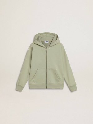 Kids Golden Goose Light Green Light Green Sweatshirt With Zip Fastening Topwear Selection (4-12 Years) - 1