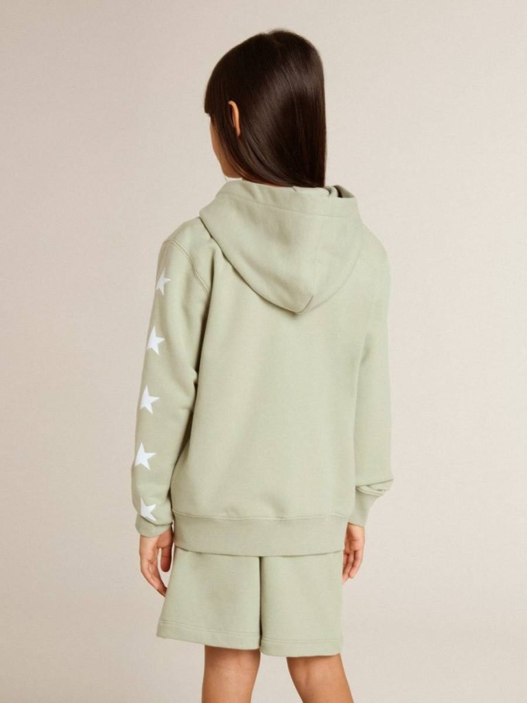 Kids Golden Goose Light Green Light Green Sweatshirt With Zip Fastening Topwear Selection (4-12 Years) - 4