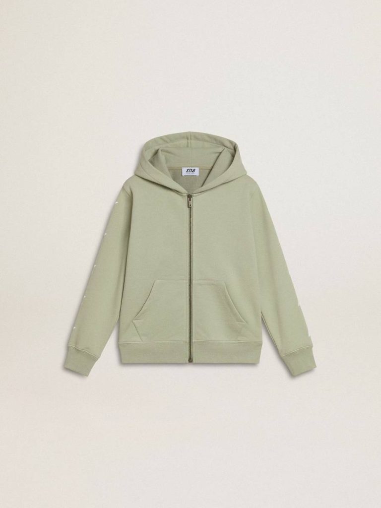 Kids Golden Goose Light Green Light Green Sweatshirt With Zip Fastening Topwear Selection (4-12 Years) - 1