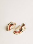 Kids Golden Goose Little Boys (1-3 Years) Ball Star Junior In Nappa With Black Star And Red Leather Inserts - 2