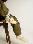 Kids Golden Goose Little Boys (1-3 Years) Junior Old School In Leather With Orange Star And Baby Blue Heel Tab - 3