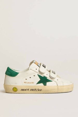 Kids Golden Goose Old School Teen With Green Suede Star And Heel Tab Boys (4-10 Years) - 1