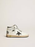 Kids Golden Goose Young Sky-Star In White Nappa With Black Star And Heel Tab Boys (4-10 Years) - 1